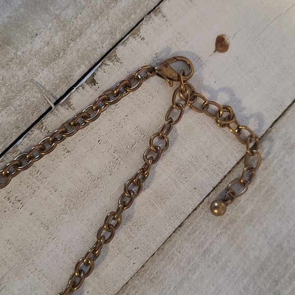 Vintage Jewelry Box Statment Necklace Crystal Stone Acrylic Gold Tone Extender - Picture 7 of 10